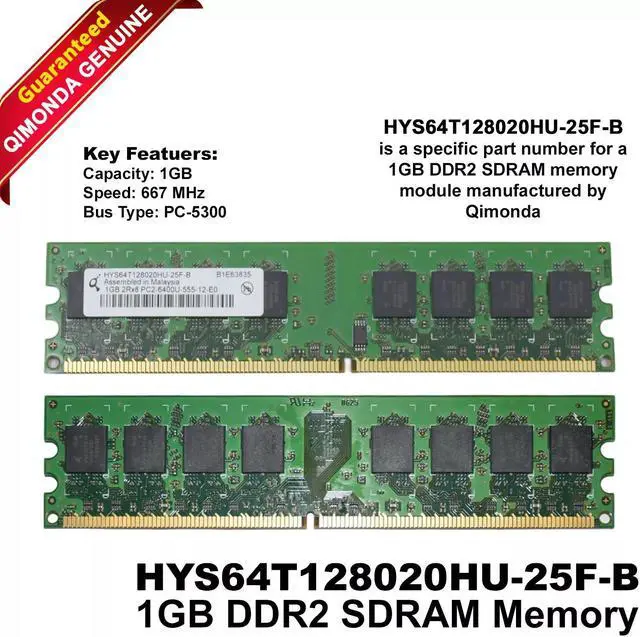 Alt view image 3 of 8 - Dell 1GB 2Rx8 PC2-6400U 800Mhz DDR2 DIMM Memory Module XG691