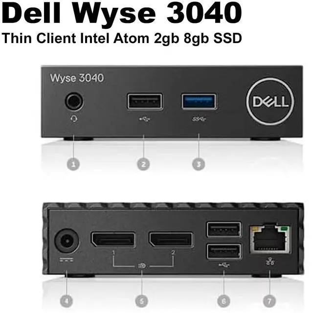 Main image of Dell Wyse 3040 Non-WiFi ThinOS 8.6 2GB 8GB SSD Intel Atom X5-Z8350 HRDCV
