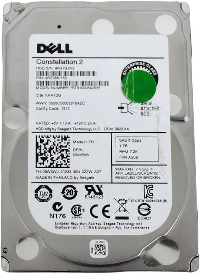 Alt view image 5 of 6 - Dell ST91000640SS 1TB SAS 7.2K RPM 6Gbps 2.5in Hot-Plug HDD 09W5WV