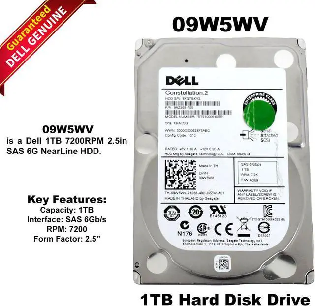 Main image of Dell ST91000640SS 1TB SAS 7.2K RPM 6Gbps 2.5in Hot-Plug HDD 09W5WV