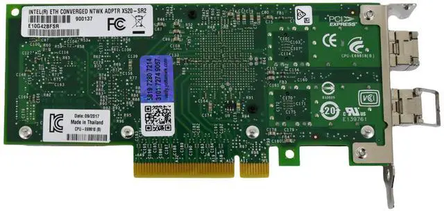 Alt view image 5 of 7 - Intel X520-SR2 Dual-Port 10GbE SFP+ PCIe 2.0 x 8 Low-Profile Network Adapter 82599 Chipset E10G42BFSR/LP