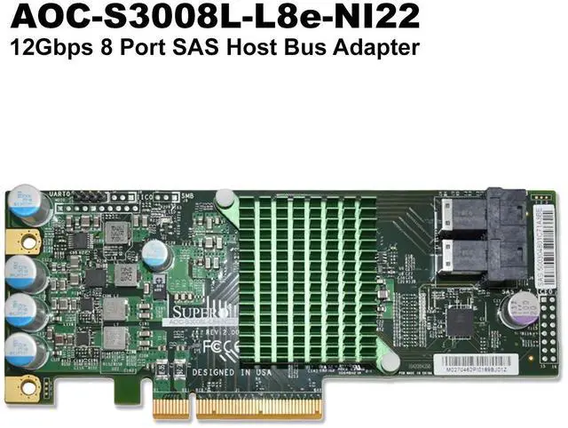 Main image of Supermicro AOC-S3008L-L8E 8-Port 12Gb/s SAS HBA PCIe 3.0 x8 Internal Adapter Broadcom SAS3008 AOC-S3008L-L8e-NI22