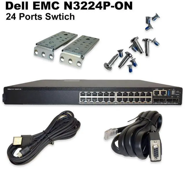 Alt view image 8 of 14 - Dell EMC N3224P-ON 24x1G 4x10G 2x100G PoE 1050W 3L Network Ethernet Switch GM1R7