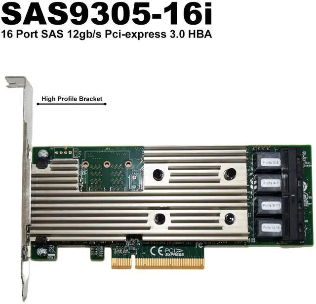 Alt view image 2 of 8 - SAS9305-16I LSI SAS 9305-16I 16 Port PCIe 3.0 x8 12 Gb/s Host Bus Adapter