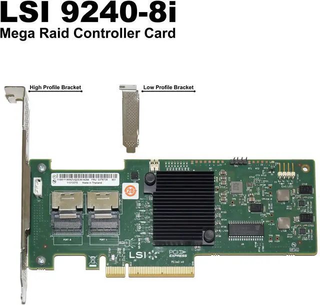 Main image of LSI MegaRAID 8-Port 6Gb/s SAS SATA PCIe 2.0 x8 RAID Controller with High and Low Profile Bracket 9240-8i