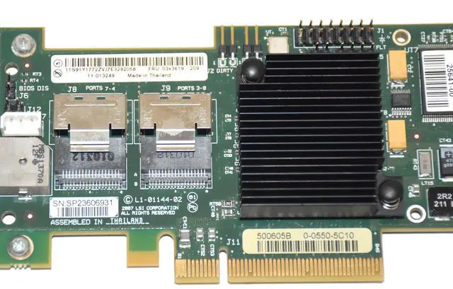 Alt view image 4 of 7 - LSI MegaRAID 8708EM2 SAS RAID Controller PCIe x8 3Gb/s SATA/SAS 8-Port Internal RAID Card LSI00187
