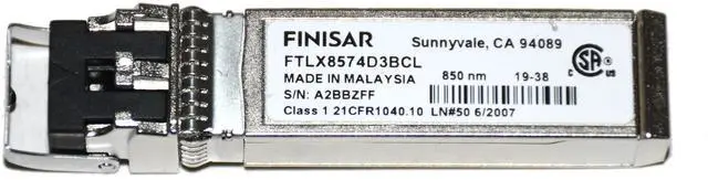 Alt view image 2 of 6 - Finisar 10Gb SFP+ SR Transceiver Module 850nm LC Duplex Multi-Mode 400m FTLX8574D3BCL