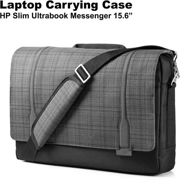 Main image of HP Slim Ultrabook Messenger Bag  15.6" Laptop Carrying Case Adjustable Shoulder Strap F3W14AA
