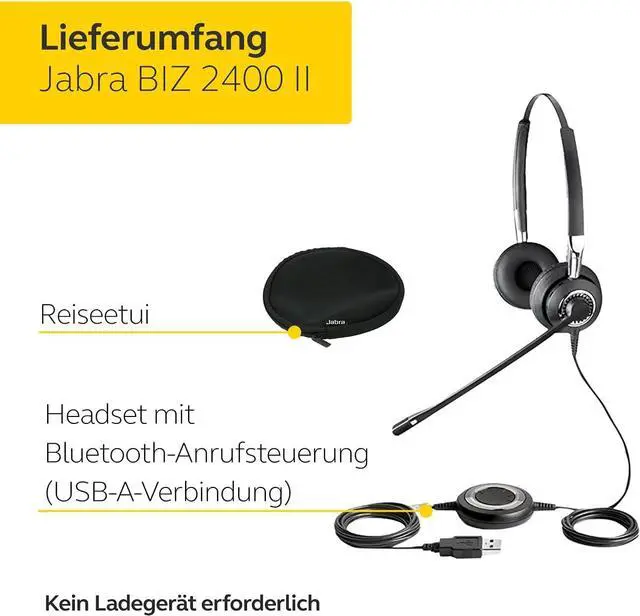 Alt view image 2 of 7 - Jabra Biz 2400 II Duo USB Headset