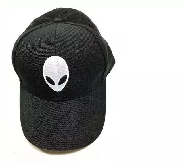 Alt view image 2 of 7 - Dell Alienware Embroidered Alien Logo Adjustable Baseball Cap Black  F837R
