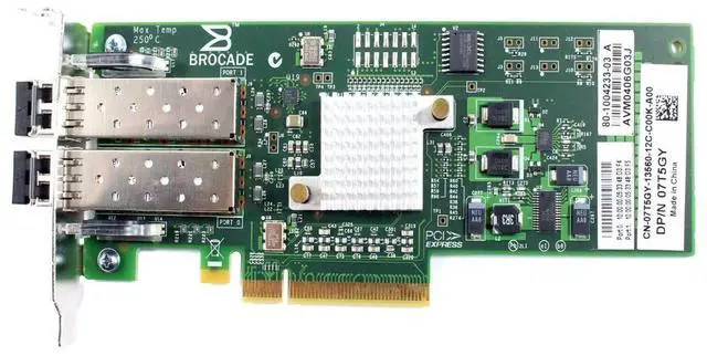 Alt view image 5 of 7 - Dell Brocade 825 Dual Port 8Gb Fibre Channel SFP+ HBA Full Height (5GYTY)