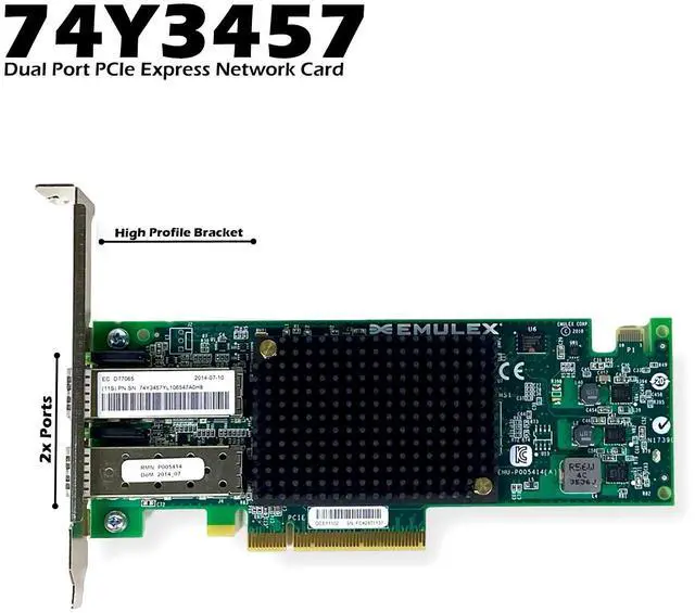 Alt view image 2 of 7 - IBM 74Y3457 EMULEX Dual Port 10GbE PCIe Express Network Card