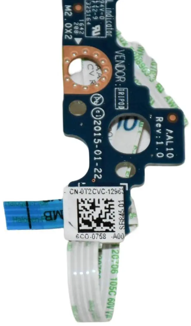Alt view image 3 of 5 - Dell Inspiron 17 5755, 5758, & 5759 Power Button Board w/Cable T2CVC