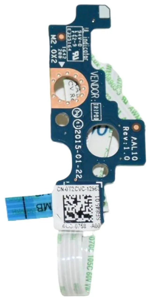 Alt view image 4 of 5 - Dell Inspiron 17 5755, 5758, & 5759 Power Button Board w/Cable T2CVC