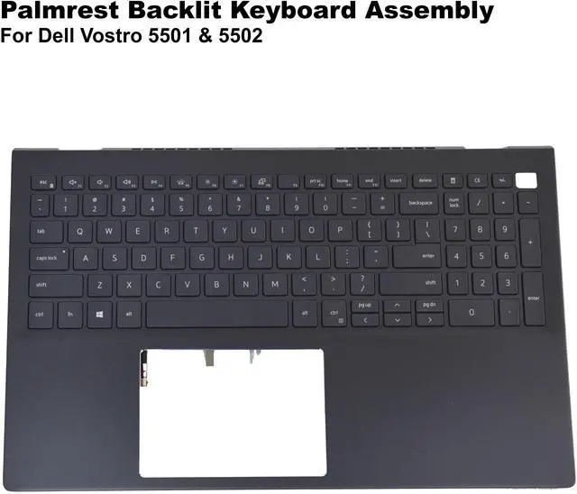 Alt view image 2 of 5 - Dell Vostro 5501 & 5502 Palmrest Backlit Keyboard Assembly G2VT3