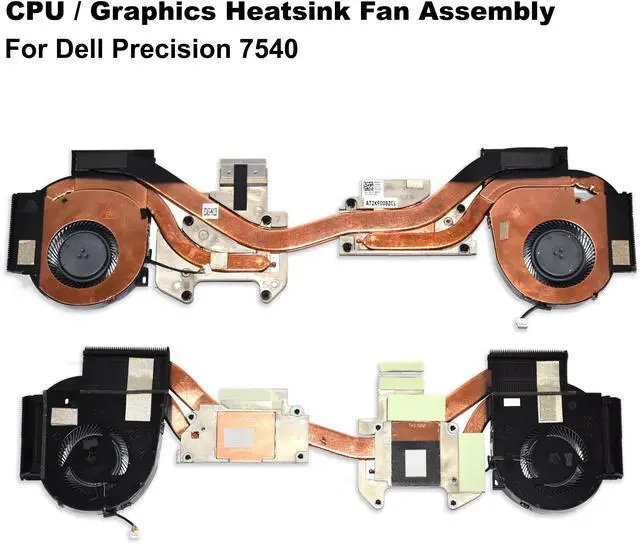 Alt view image 2 of 5 - Dell Precision 7540 CPU/Graphics Heatsink Fan Assembly TW1KC