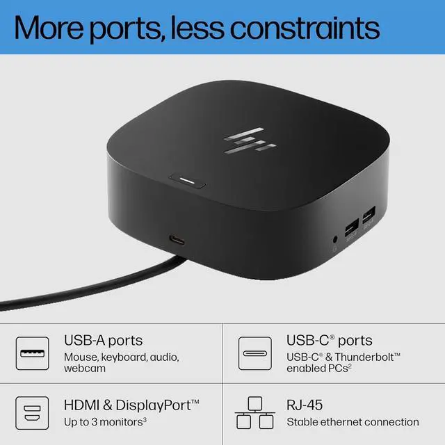 Alt view image 6 of 7 - HP USB-C Dock G5-11-in-1 Adapter for Both USB-C and Thunderbolt-Enabled Laptops, PCs, & Notebooks - Single Cable for Charging, Networking, or Data Transfers - Great for Secure & Remote Management