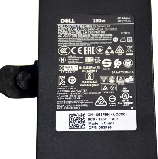 Alt view image 3 of 6 - Dell LA130PM190 130W AC Power Adapter Black 63P9N 063P9N