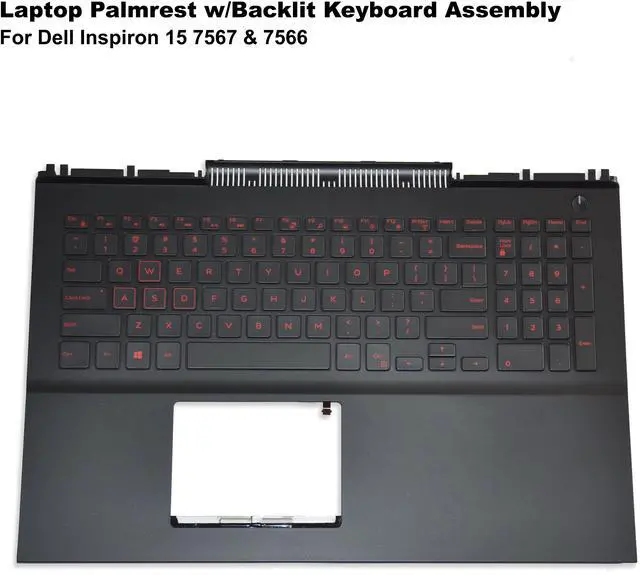 Alt view image 2 of 6 - Dell Inspiron 15 7567 & 7566 Laptop Palmrest w/Backlit Keyboard Assembly 0KN55