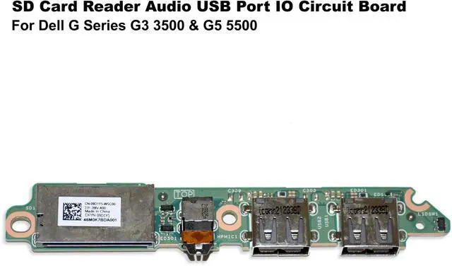 Alt view image 2 of 5 - Dell G Series G3 3500 & G5 5500 SD Card Reader Audio USB Port IO Circuit Board 9D1Y5