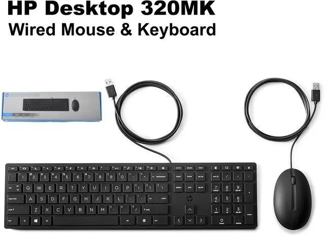 Alt view image 2 of 6 - HP 320MK Wired Desktop Mouse and Keyboard Combo 9SR36AA