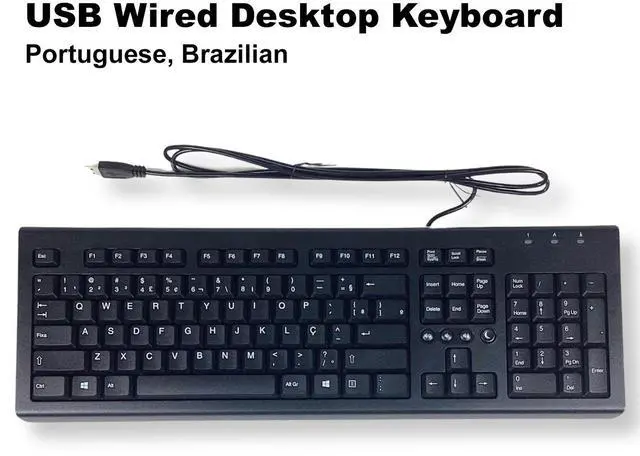 Alt view image 2 of 6 - HP USB Wired Desktop Keyboard Portuguese, Brazillian 697737-202