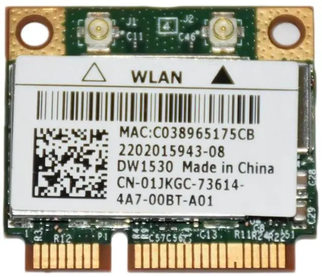 Alt view image 3 of 4 - Dell DW1530 Optiplex 7010 9010 Wifi Card Half-Height Mini-PCI 802.11abgn 1JKGC