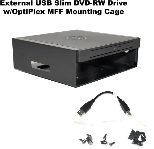 Alt view image 2 of 6 - Dell External USB Slim DVD-RW Drive w/ OptiPlex MFF Mounting Cage CKWTH