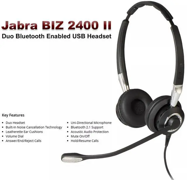Alt view image 3 of 8 - Jabra Biz 2400 II USB Duo BT Wired Headset