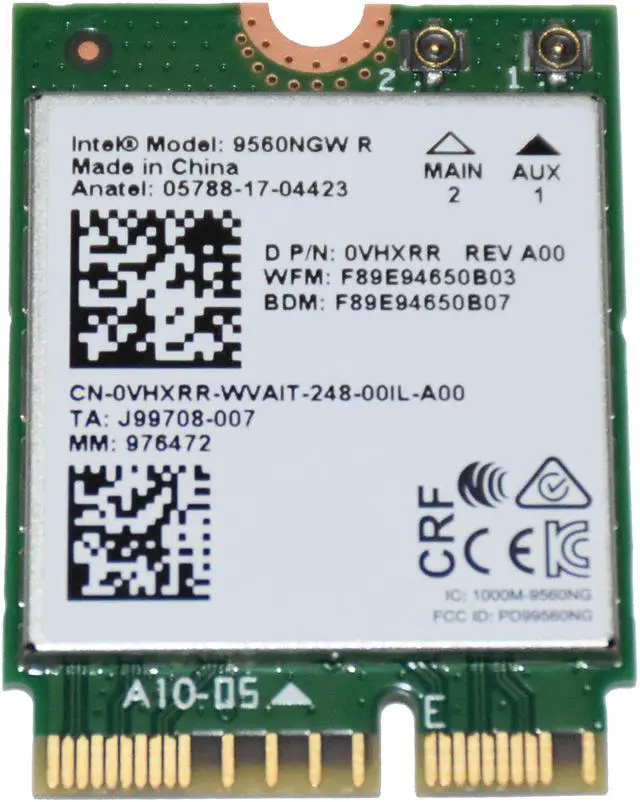 Alt view image 4 of 5 - Intel 9560NGW R WIRELESS-AC 9560 PCI-E M.2 Wlan Bluetooth 5.1 Wifi Card Vhxrr Laptop Wireless Cards - Wifi