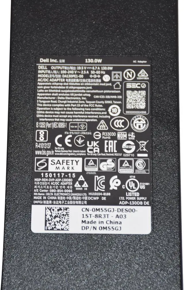 Alt view image 4 of 5 - Dell DA130PE1-00 130W 6.7A 19.5V 7.4mm AC Power Adapter WRHKW 0WRHKW