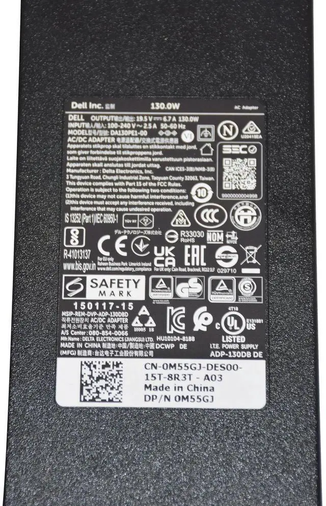 Alt view image 4 of 6 - DELL FC893 M55GJ P7KJ5 19.5V 6.7A 130W AC Charger Power Cord Adapter