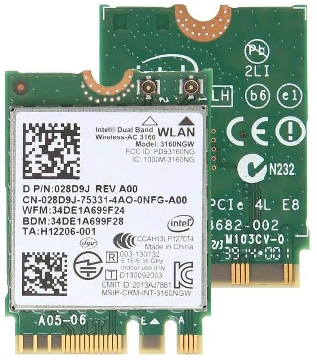 Alt view image 5 of 7 - Intel Dual Band Wireless-AC 3160 Wifi & Bluetooth Card 0N2VFR N2VFR