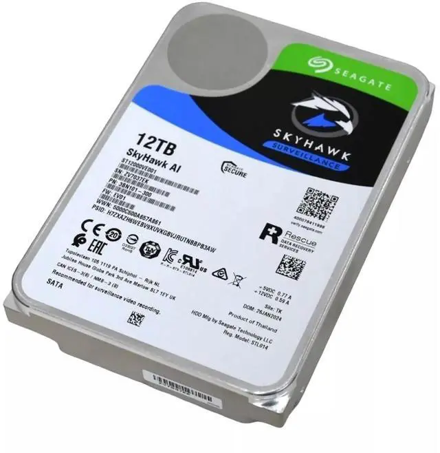 Alt view image 6 of 10 - Seagate SkyHawk AI ST12000VE001 12TB 7200 RPM 256MB Cache SATA 6.0Gb/s 3.5" Internal Hard Drive Bare Drive