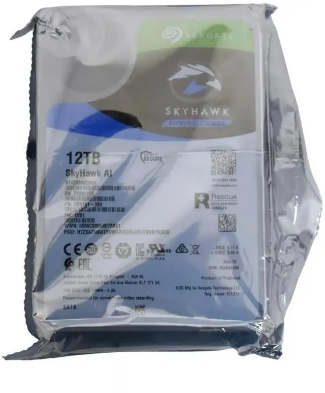 Alt view image 10 of 10 - Seagate SkyHawk AI ST12000VE001 12TB 7200 RPM 256MB Cache SATA 6.0Gb/s 3.5" Internal Hard Drive Bare Drive