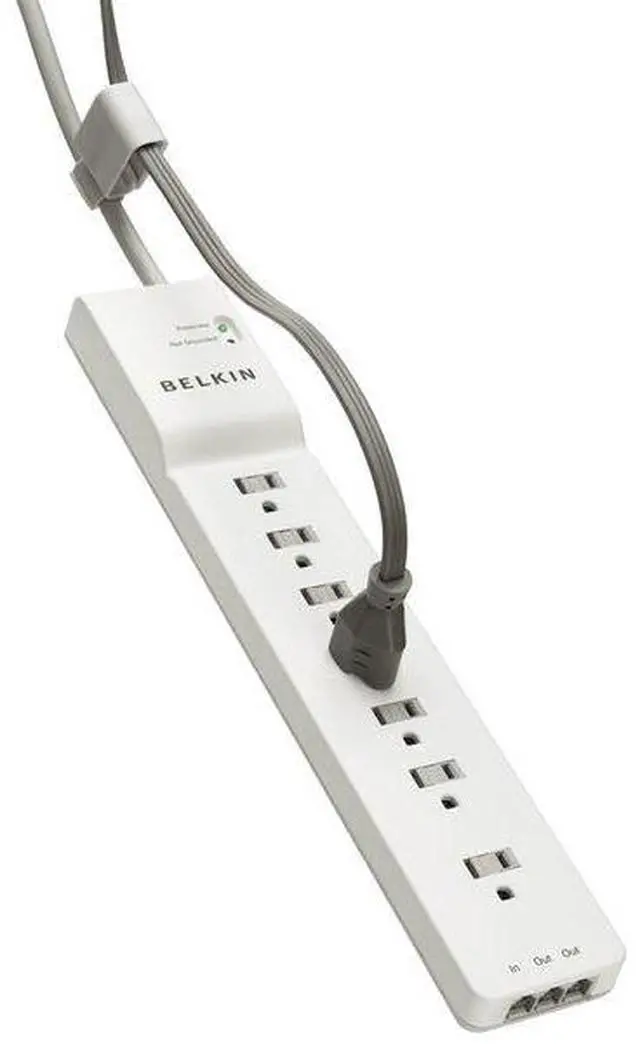 Alt view image 4 of 5 - 7-Outlet Surge Suppressor With Phone/Modem Protection - 6' Cord