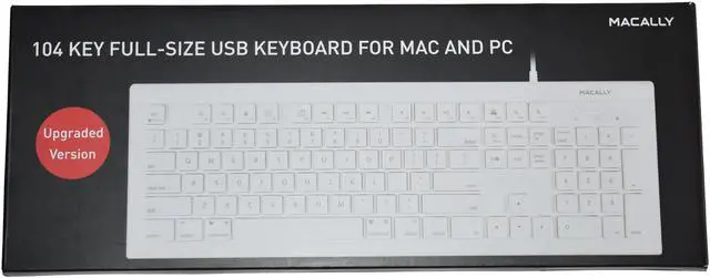 Alt view image 5 of 6 - Macally USB Wired 104-Key Full Size Keyboard White MKEYE