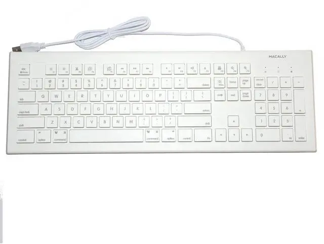 Alt view image 3 of 6 - Macally USB Wired 104-Key Full Size Keyboard White MKEYE