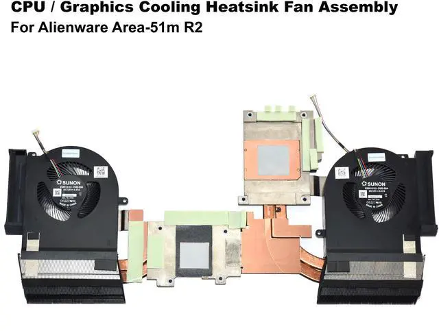 Alt view image 2 of 7 - Dell Alienware Area-51m R2 CPU/Graphics Cooling Heatsink Fan Assembly 67X3P