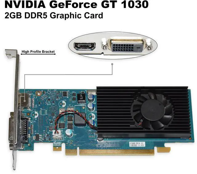 Alt view image 2 of 7 - Dell Nvidia GeForce GT 1030 2GB GDDR5 Desktop Graphics Card 7HNWN
