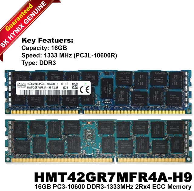 Main image of SK Hynix HMT42GR7MFR4A-H9 16GB PC3-10600 DDR3-1333MHz 2Rx4 ECC Memory Module - OEM