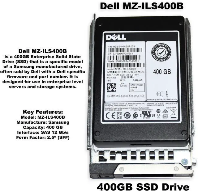 Alt view image 2 of 7 - Dell Samsung MZ-ILS400B 400GB SAS 12Gbps 2.5 Inch SSD with Tray MFC6G