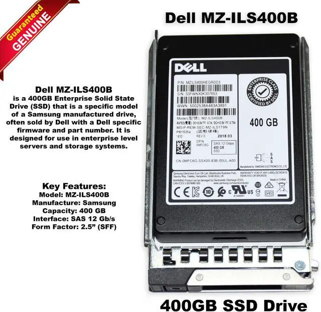 Main image of Dell Samsung MZ-ILS400B 400GB SAS 12Gbps 2.5 Inch SSD with Tray MFC6G