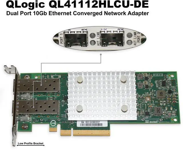 Alt view image 2 of 7 - Dell QLogic QL41112HLCU-DE Dual Port 10Gb Ethernet Converged Network Adapter 807N9