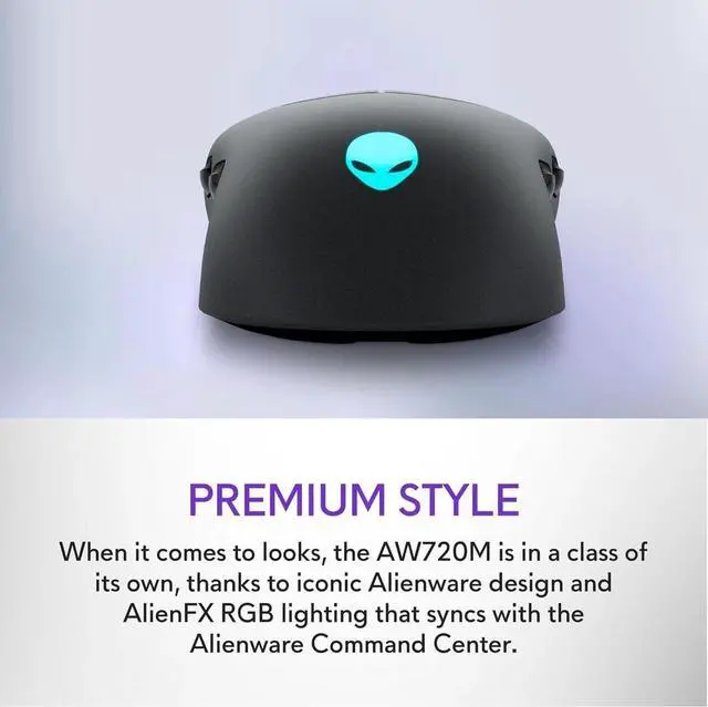 Alt view image 4 of 7 - Dell Alienware AW720M Tri-Mode Wireless Gaming Mouse 26K DPI USB-C Dark Gray H0HHV
