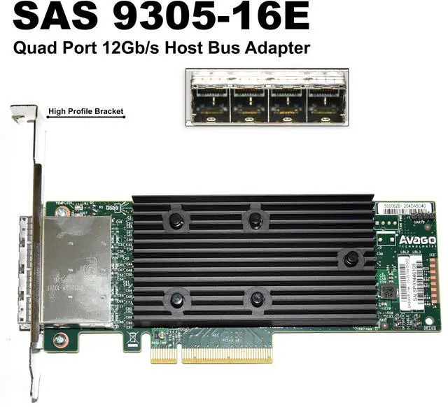 Alt view image 2 of 7 - Dell 9305-16E SAS Quad Port 12Gb/s Host Bus Adapter 5YYRH