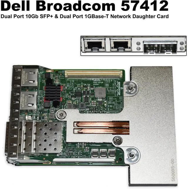 Alt view image 2 of 7 - Dell Broadcom 57412 Dual Port 10Gb SFP+ & Dual Port 1GBase-T Network Daughter Card NWMNX