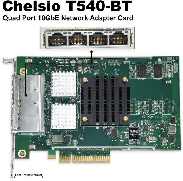 Alt view image 2 of 7 - Dell Chelsio T540-BT Quad Port 10GbE Network Adapter Card 2RGPF