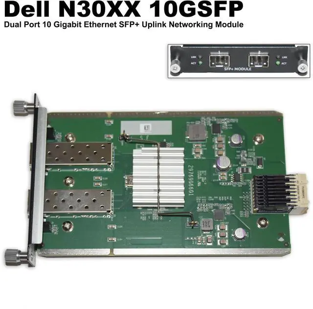 Alt view image 2 of 6 - Dell N30XX 10GSFP Dual Port 10 Gigabit Ethernet SFP+ Uplink Networking Module 41VC3