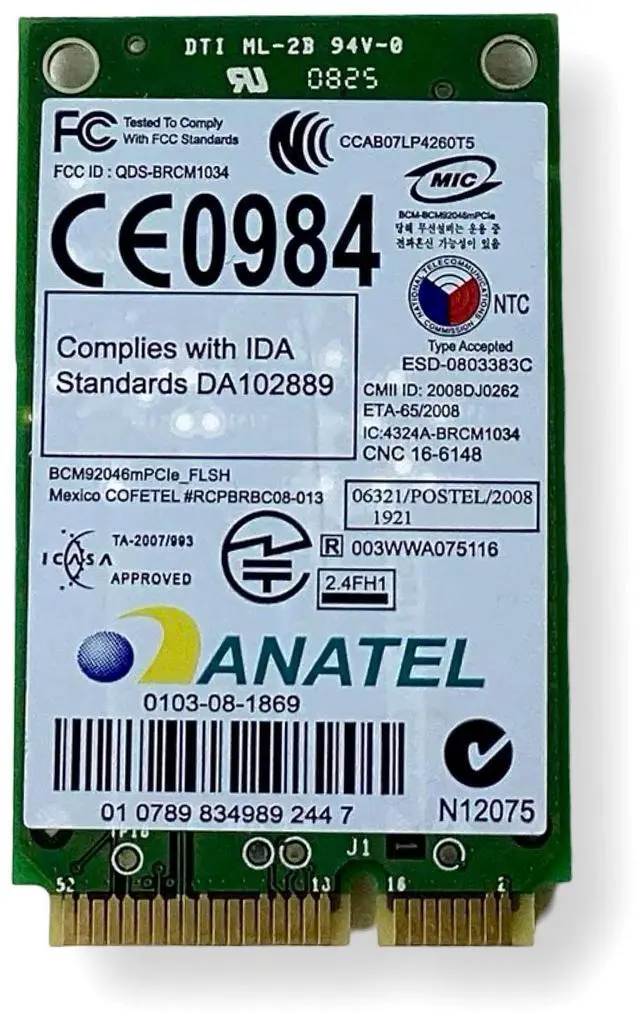 Alt view image 5 of 6 - Dell Broadcom DW370 PCI-E 370 Wireless Bluetooth Card PW876